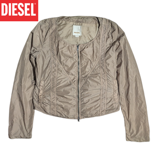 ディーゼル(DIESEL)のDIESEL ベージュ ナイロン ノーカラ― ブルゾン ジャケット(ナイロンジャケット)
