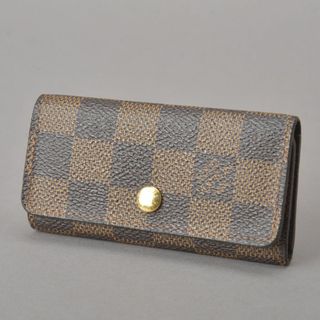 ルイヴィトン(LOUIS VUITTON)の美品◇ルイヴィトン ミュルティクレ4 ダミエ 4連キーケース レザー ブラウン(キーケース)