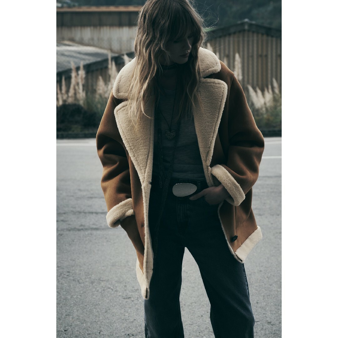 ZARA - ZARA パッチポケット ダブルフェイス コート Sサイズの ZARA - ZARA パッチポケット ダブルフェイス コート Sサイズの