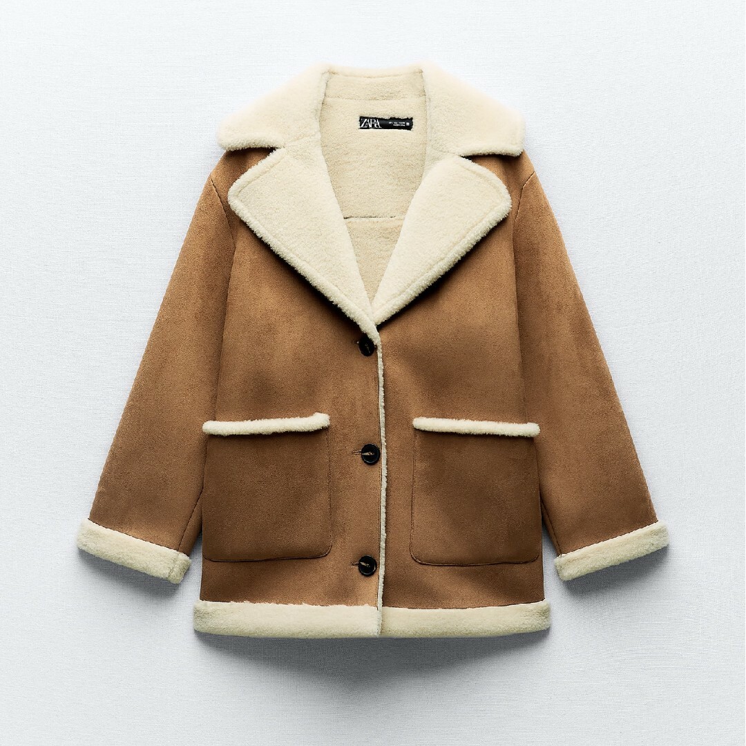 ZARA - ZARA パッチポケット ダブルフェイス コート Sサイズの ZARA - ZARA パッチポケット ダブルフェイス コート Sサイズの