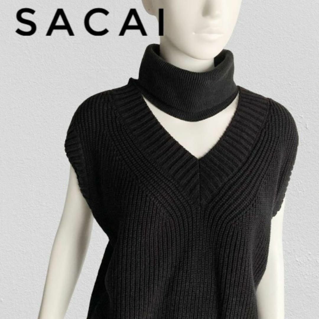 sacai - sacai カットアウトアシンメトリーニットベスト Knit sacai - sacai カットアウトアシンメトリーニットベスト Knit