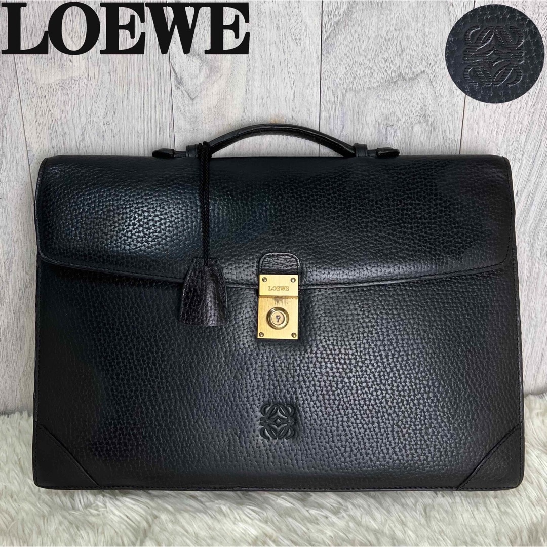 人気♡A4可♡鍵付♡LOEWE ロエベ アナグラム レザー ビジネスバッグ 人気♡A4可♡鍵付♡LOEWE ロエベ アナグラム レザー ビジネスバッグ