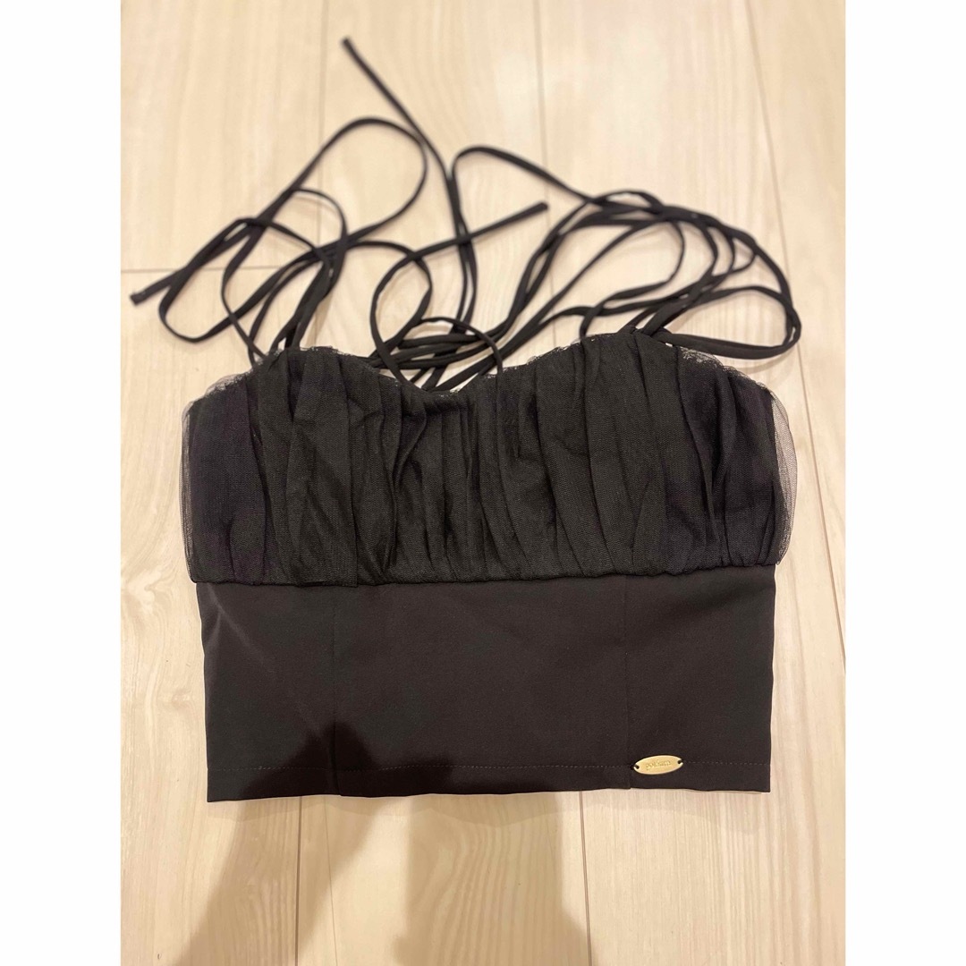ダブルリボンチュールトップス black poláura ダブルリボンチュールトップス black poláura