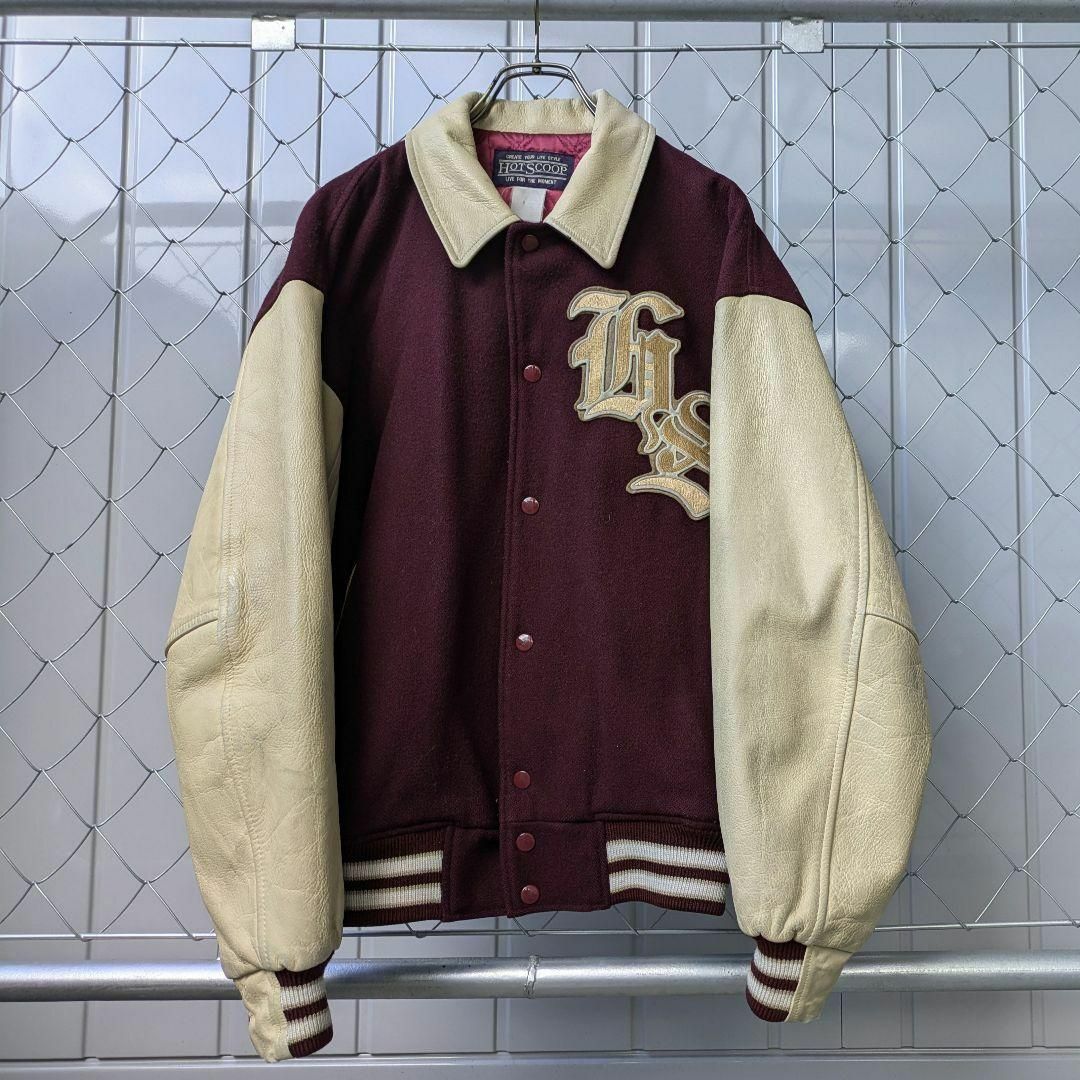 90s ビンテージ 牛革 スタジャン ベースボール 刺繍 襟付き 90s ビンテージ 牛革 スタジャン ベースボール 刺繍 襟付き