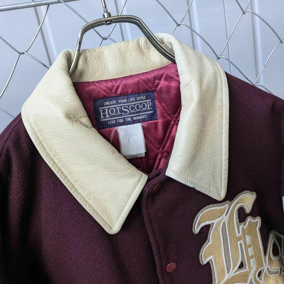 90s ビンテージ 牛革 スタジャン ベースボール 刺繍 襟付き 90s ビンテージ 牛革 スタジャン ベースボール 刺繍 襟付き