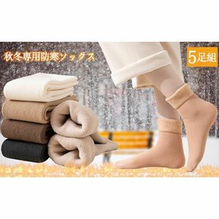 ✨大特価！足が冷えやすい方に✨ 裏起毛靴下 フリーサイズ 5色セット もこもこ(ソックス)