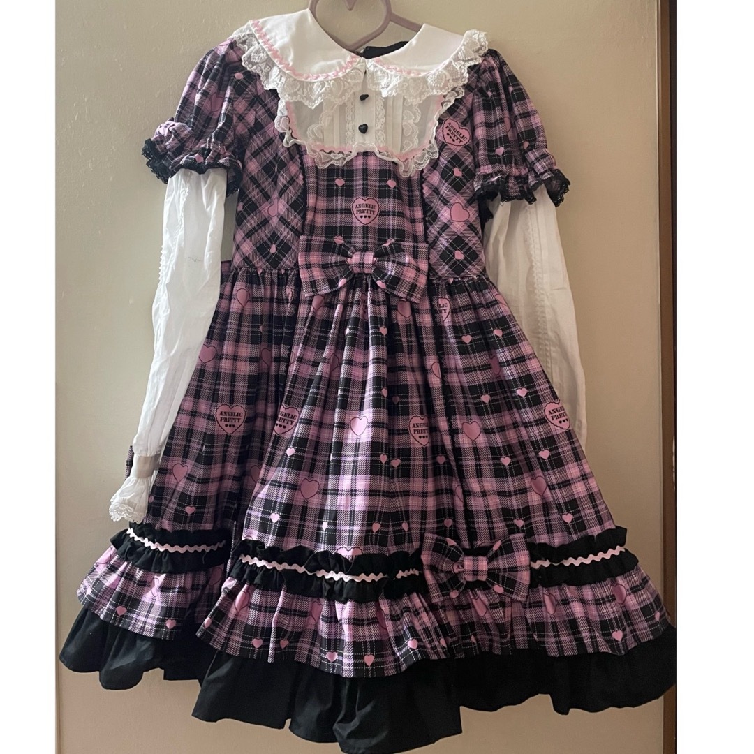 angelic pretty Sprinkle Heart Tartan クロ ワンピース angelic pretty Sprinkle Heart Tartan クロ ワンピース