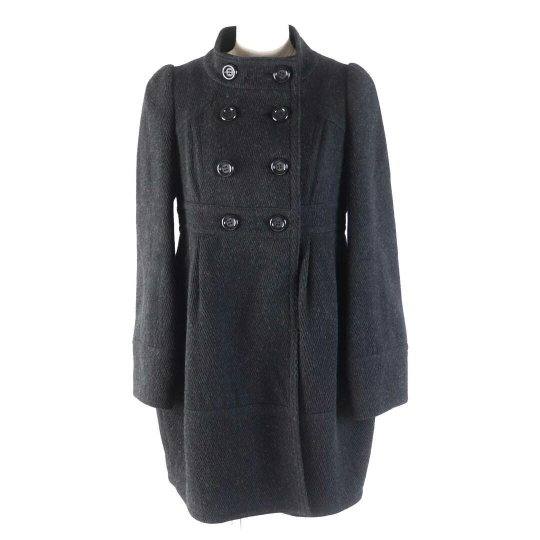 BURBERRY BLUE LABEL - 極美品◎BURBERRY BLUE LABEL バーバリーブルーレーベル FNF04-860-08 ウール ダブル スタンドカラーコート チャコールグレー 裏チェック柄 38 正規品 レディース