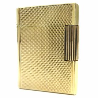 デュポン(DUPONT)の良品△Dupont デュポン ライン1 ショート 総柄 スクエア ローラー式 ガスライター 喫煙グッズ ライター ゴールド フランス製 メンズ オススメ◎(タバコグッズ)