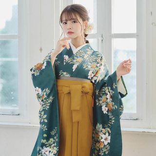 アンダンテ(ANDANTE)の新品袴3点セット 卒業式 小学生 大学生 レディース 緑 からし 42KRS(着物)