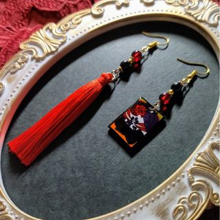 【和風】花札＆タッセルピアス（イヤリング）【着物】【袴】(ピアス)
