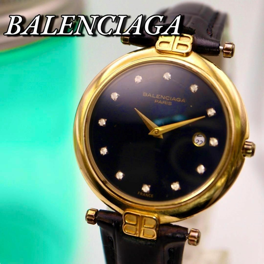 良品 BALENCIAGA 12Pダイヤ デイト レディース腕時計 900 良品 BALENCIAGA 12Pダイヤ デイト レディース腕時計 900