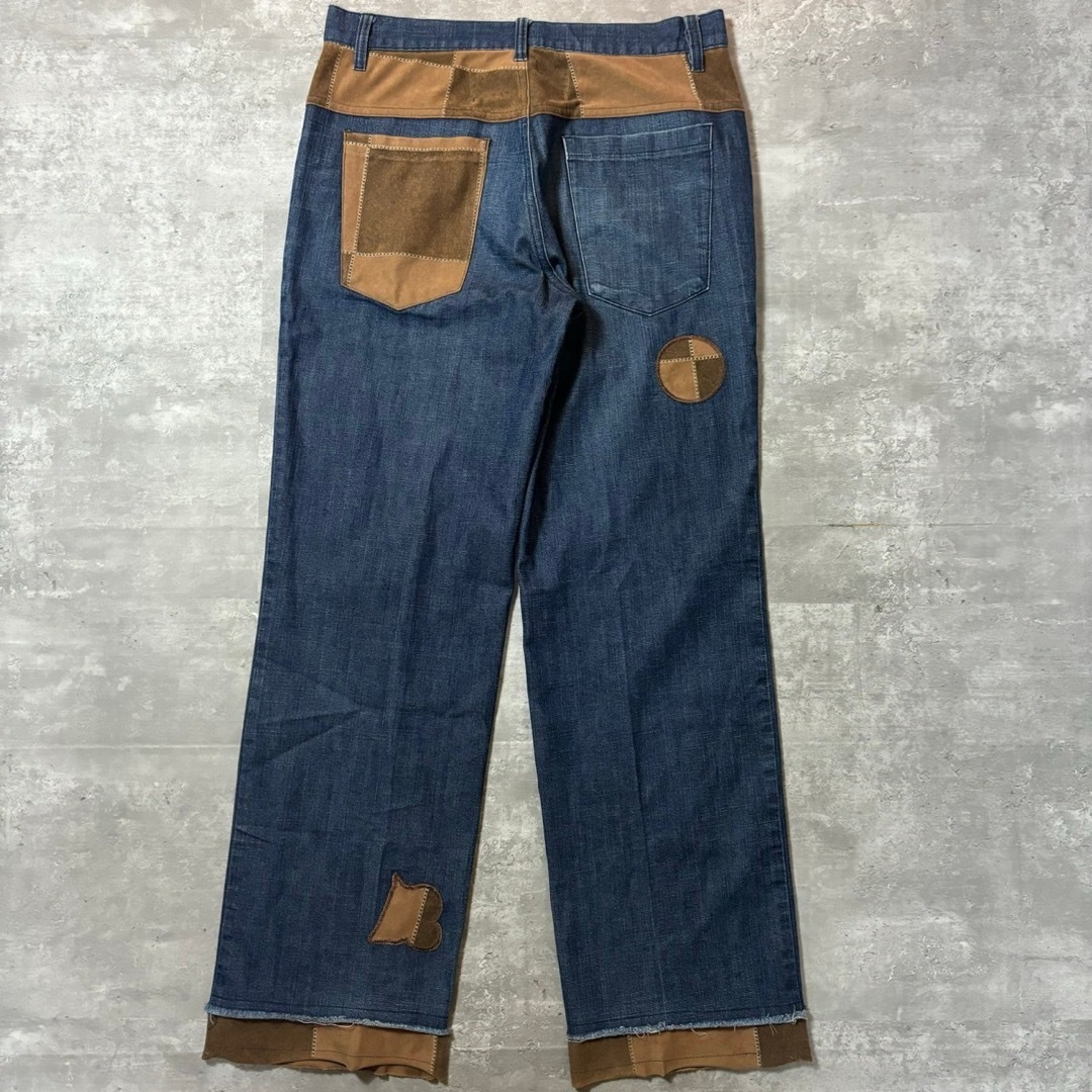 TTT_MSW - Vintage パッチワーク デザイン デニム スラックス TTT_MSW - Vintage パッチワーク デザイン デニム スラックス