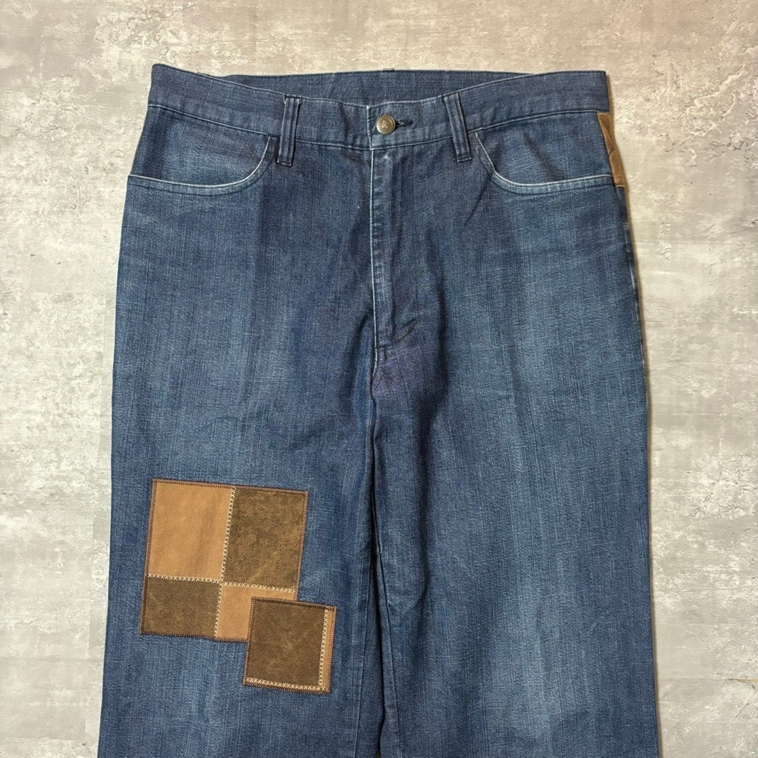 TTT_MSW - Vintage パッチワーク デザイン デニム スラックス TTT_MSW - Vintage パッチワーク デザイン デニム スラックス