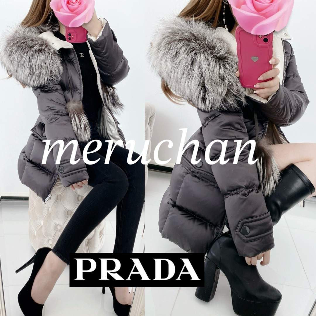 PRADA - 【美品】PRADA ブルーフォックスファー ダウン PRADA - 【美品】PRADA ブルーフォックスファー ダウン