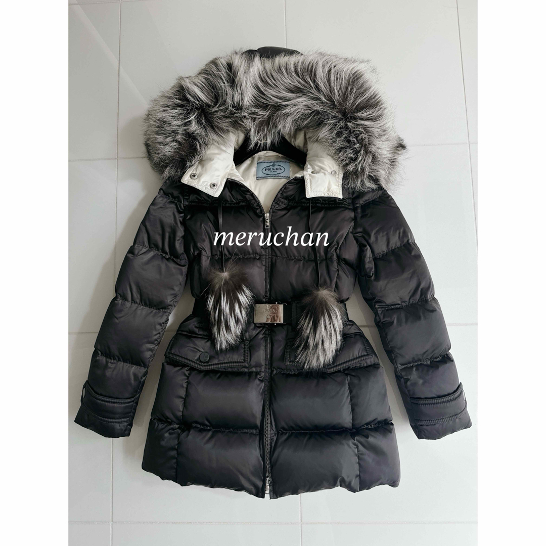 美品 2XL◎PRADA プラダ ダウンコート ブルーフォックスファー 美品 2XL◎PRADA プラダ ダウンコート ブルーフォックスファー