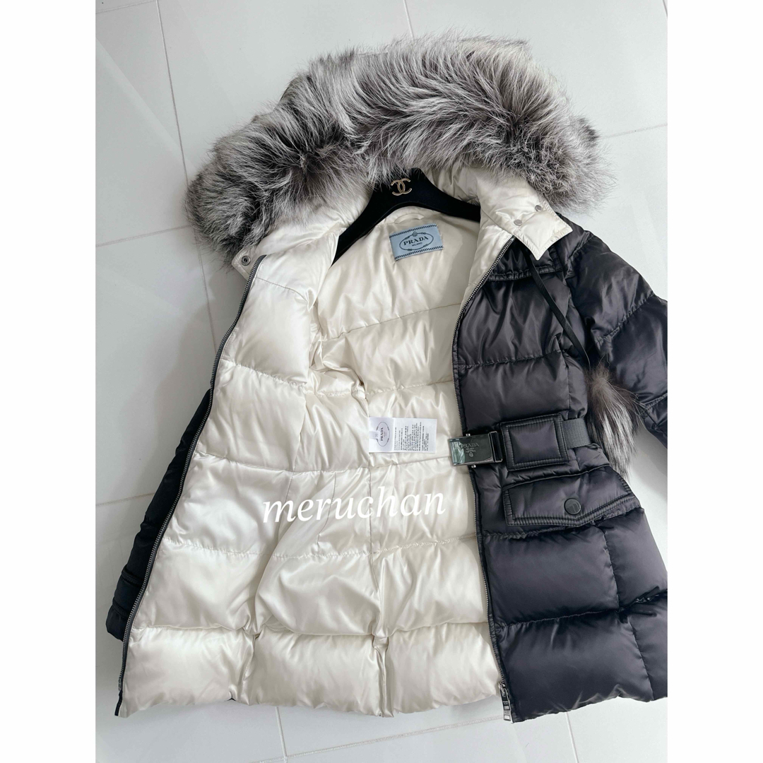 美品 2XL◎PRADA プラダ ダウンコート ブルーフォックスファー 美品 2XL◎PRADA プラダ ダウンコート ブルーフォックスファー