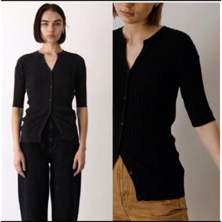 リムアーク(RIM.ARK)の【RIM.ARK　リムアーク】Random rib knit tops ブラック(ニット/セーター)