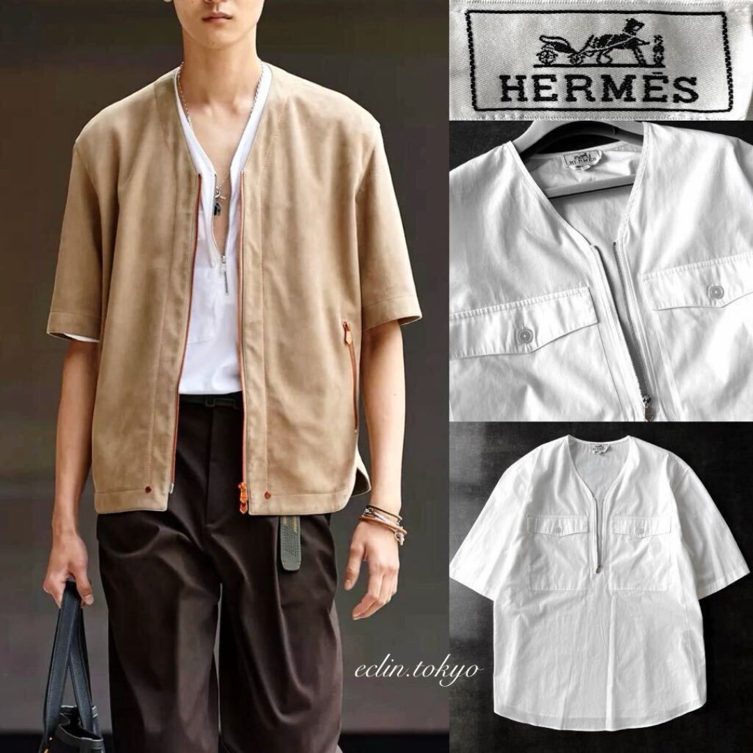 HERMES - HERMES 《ランウェイ着》2022 プルオーバー コットンシャツ E4360