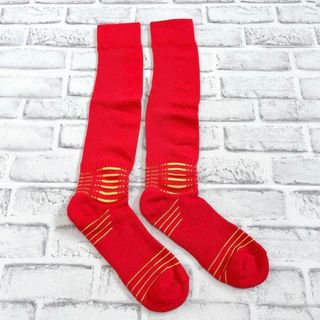 サッカーソックス　ストッキング　25-27cm レッド(その他)