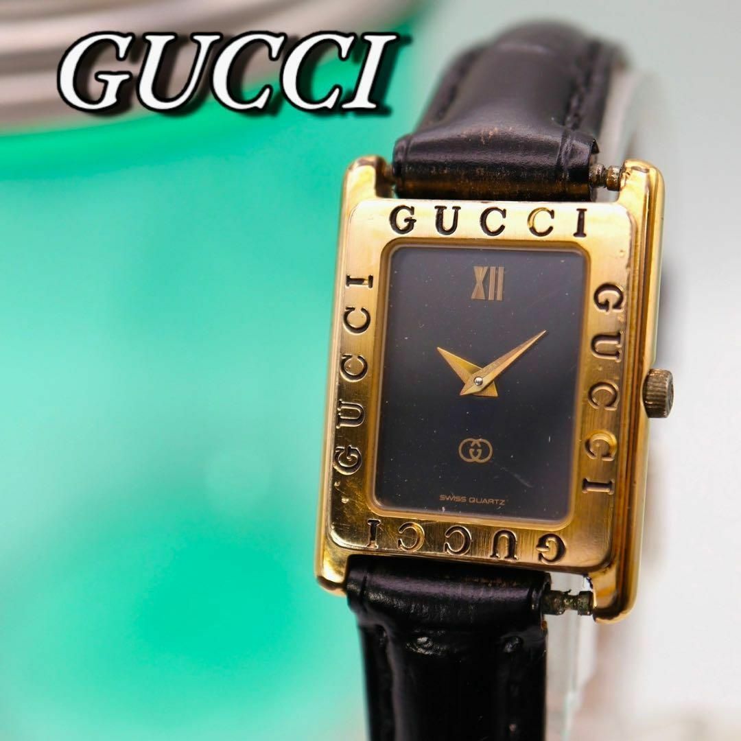 良品 GUCCI スクエア ゴールド ブラック レディース腕時計 816 良品 GUCCI スクエア ゴールド ブラック レディース腕時計 816