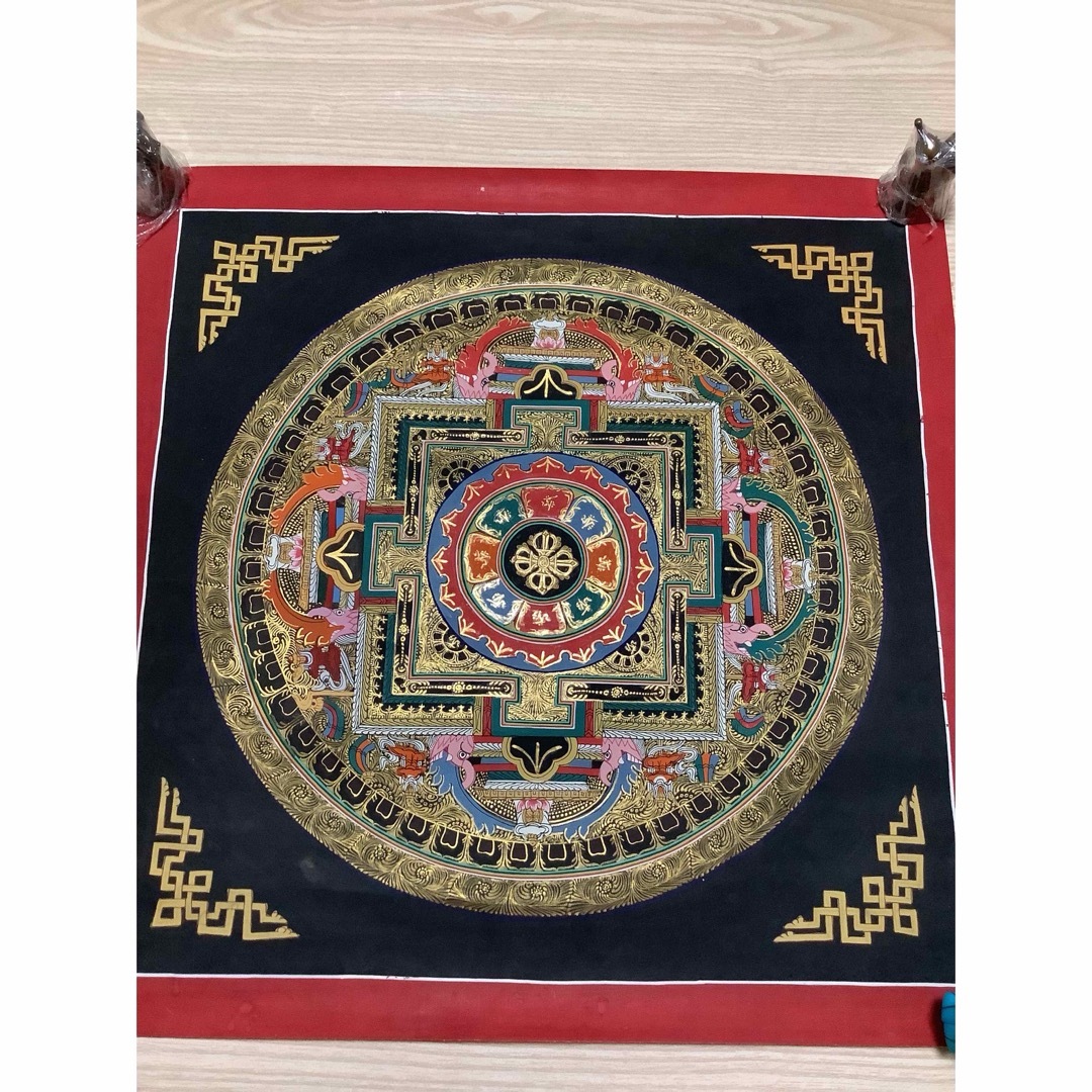 チベット密教 新品 1点物 》 手描き 曼荼羅 梵字 法具 仏画 仏教 b1 チベット密教 新品 1点物 》 手描き 曼荼羅 梵字 法具 仏画 仏教 b1