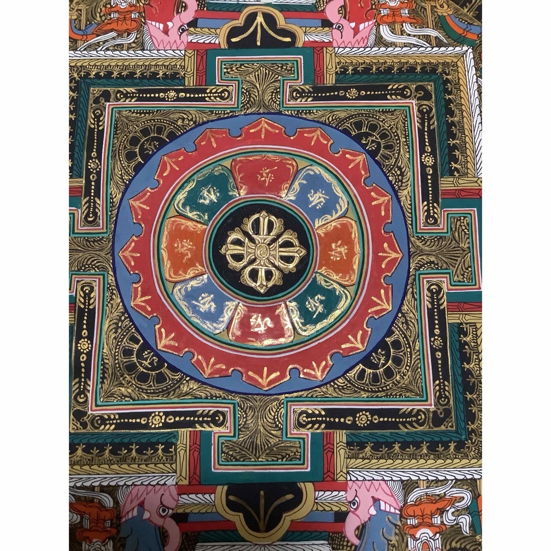 チベット密教 新品 1点物 》 手描き 曼荼羅 梵字 法具 仏画 仏教 b1 チベット密教 新品 1点物 》 手描き 曼荼羅 梵字 法具 仏画 仏教 b1