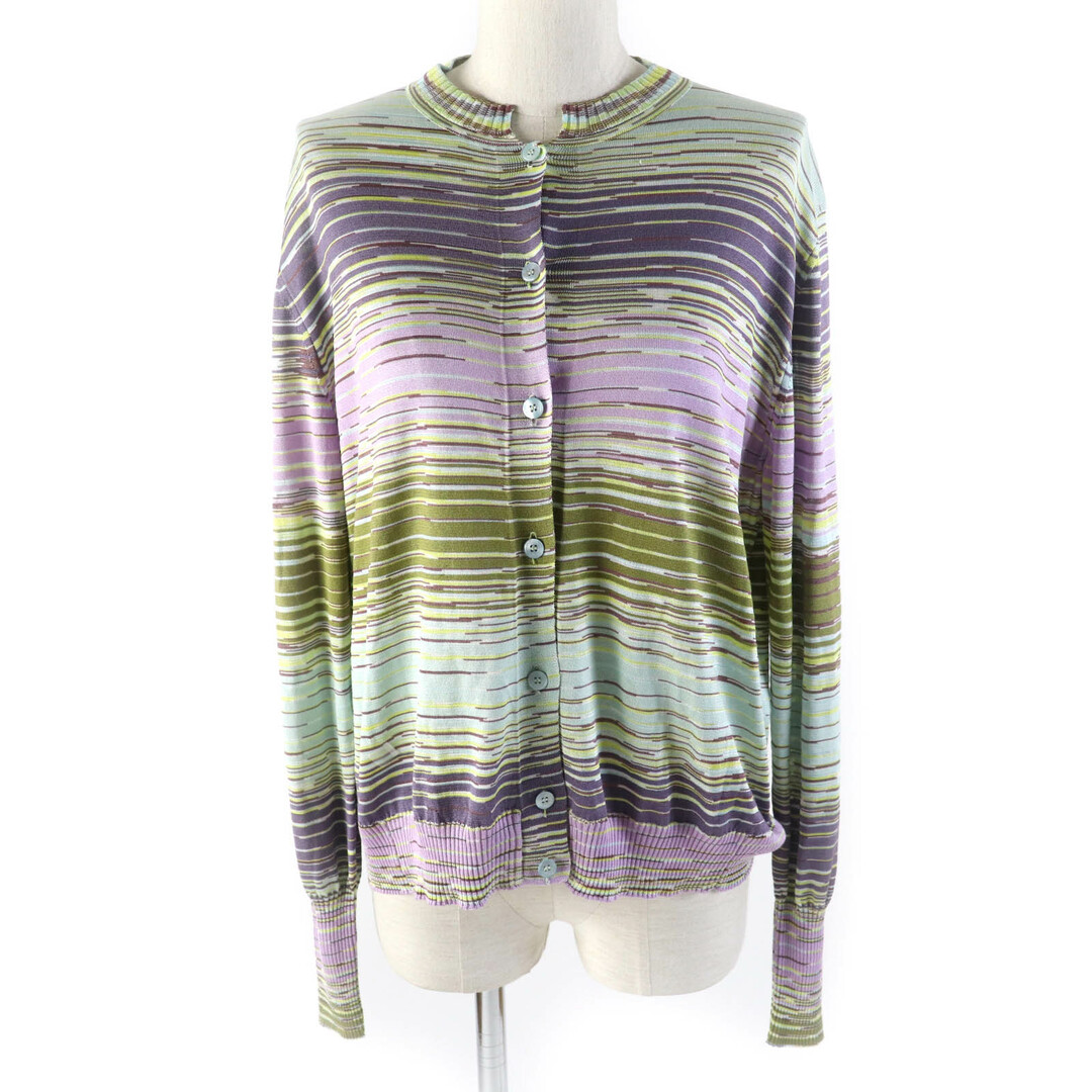 MISSONI - 美品★Missoni ミッソーニ シルク100％ シェルボタン付 総柄 長袖 カーディガン トップス マルチ 01 イタリア製 正規品 レディース