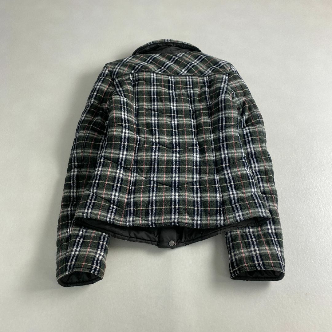 バーバリーブルーレーベル　ライダース　ブルゾン　ネイビー　ノバチェック 銀ボタン BURBERRY バーバリー チェックシャツ ジャケット ブルゾン