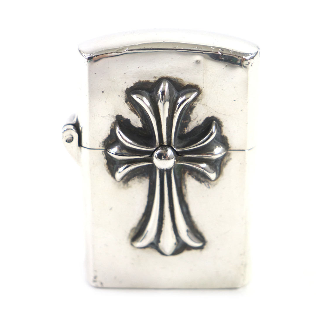 Chrome Hearts - 良品▼CHROME HEARTS クロムハーツ V1 スモールCHクロス ZIPPO ジッポ オイル ライター シルバー 保存袋付き USA製 重量141.5g メンズ