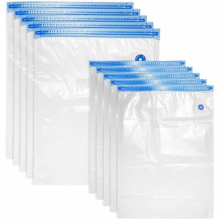 uxcell 真空密封袋 真空シールバッグ 再利用可能 エアバルブ&ラベ(収納/キッチン雑貨)