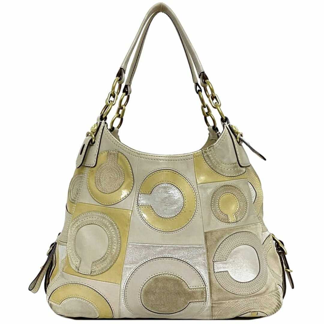 COACH - コーチ トートバッグ ベージュ グレー オプアート 15771 COACH - コーチ トートバッグ ベージュ グレー オプアート 15771