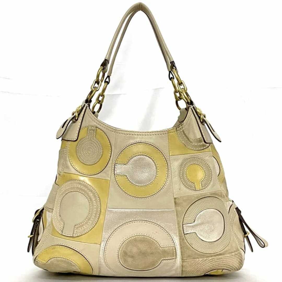 COACH - コーチ トートバッグ ベージュ グレー オプアート 15771 COACH - コーチ トートバッグ ベージュ グレー オプアート 15771