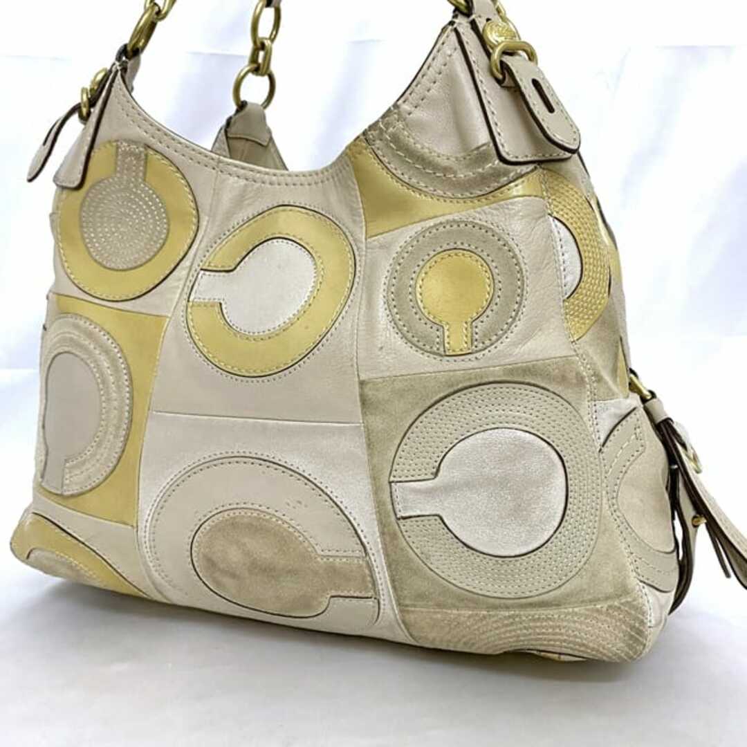 COACH - コーチ トートバッグ ベージュ グレー オプアート 15771 COACH - コーチ トートバッグ ベージュ グレー オプアート 15771