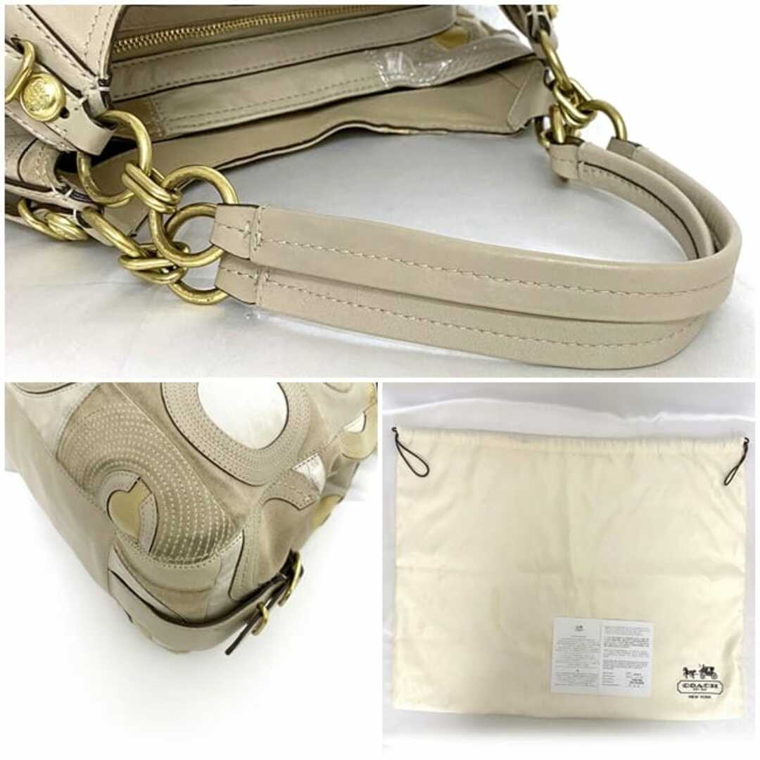 COACH - コーチ トートバッグ ベージュ グレー オプアート 15771 COACH - コーチ トートバッグ ベージュ グレー オプアート 15771