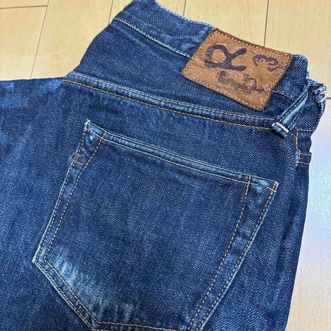 45rpm - 45RPM 空比古 山羊革パッチ インディゴデニムパンツ 29 45rpm - 45RPM 空比古 山羊革パッチ インディゴデニムパンツ 29