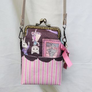 ジョリーフルール☆スマホショルダー☆がま口 ポーチ ポケット付 ハンドメイド☆J(ポーチ)