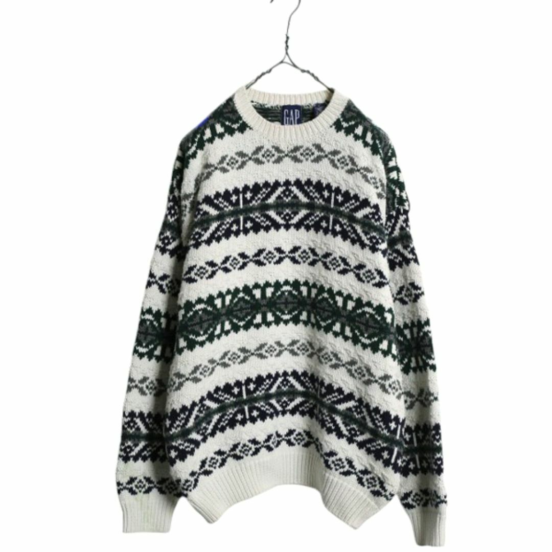 90s OLD GAP ノルディック 立体編み コットン ニット セーター 90s OLD GAP ノルディック 立体編み コットン ニット セーター