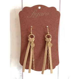 革紐ピアス ＊ イヤリング(G)  ベージュ(ピアス)