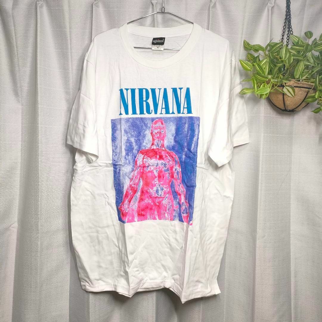 NIRVANA ニルヴァーナ Tシャツ ホワイト silver 白 青 男性女性 NIRVANA ニルヴァーナ Tシャツ ホワイト silver 白 青 男性女性