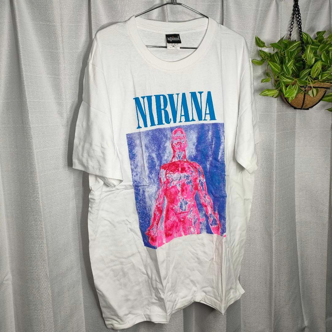 NIRVANA ニルヴァーナ Tシャツ ホワイト silver 白 青 男性女性 NIRVANA ニルヴァーナ Tシャツ ホワイト silver 白 青 男性女性