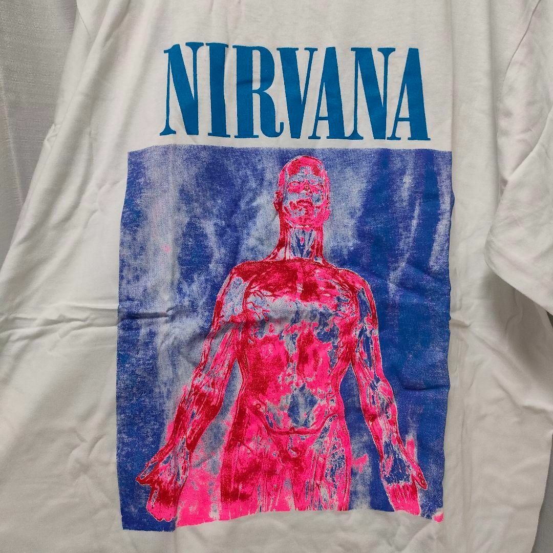 NIRVANA ニルヴァーナ Tシャツ ホワイト silver 白 青 男性女性 NIRVANA ニルヴァーナ Tシャツ ホワイト silver 白 青 男性女性