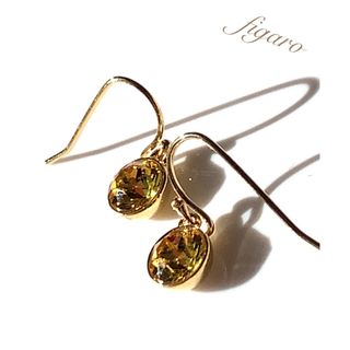 Crystal一粒ピアス＊イヤリング ☆ Lt.トパーズ(ピアス)