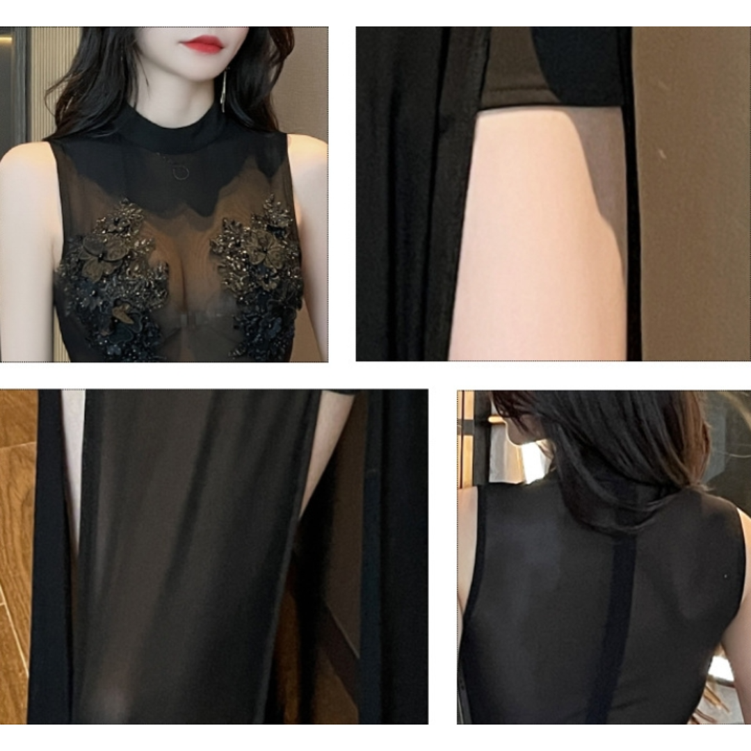 黒 レース ノースリーブ ナイトドレス セクシーキャバドレス 黒 レース ノースリーブ ナイトドレス セクシーキャバドレス
