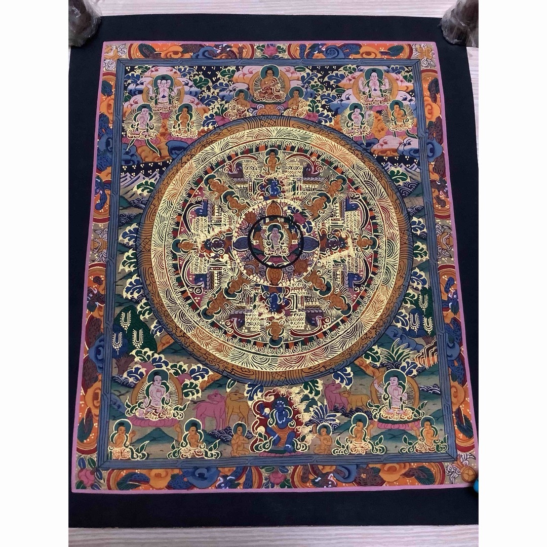 《 チベット密教　新品　1点物 》 手描き　曼荼羅　仏陀　釈迦　仏画　仏教　f3
