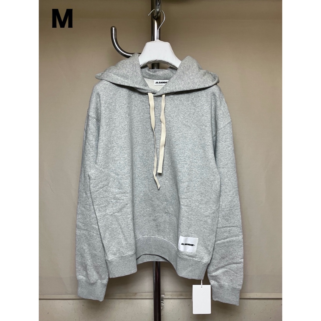 JIL SANDER - 新品 M JIL SANDER 24ss ロゴパッチ パーカー グレー 6418