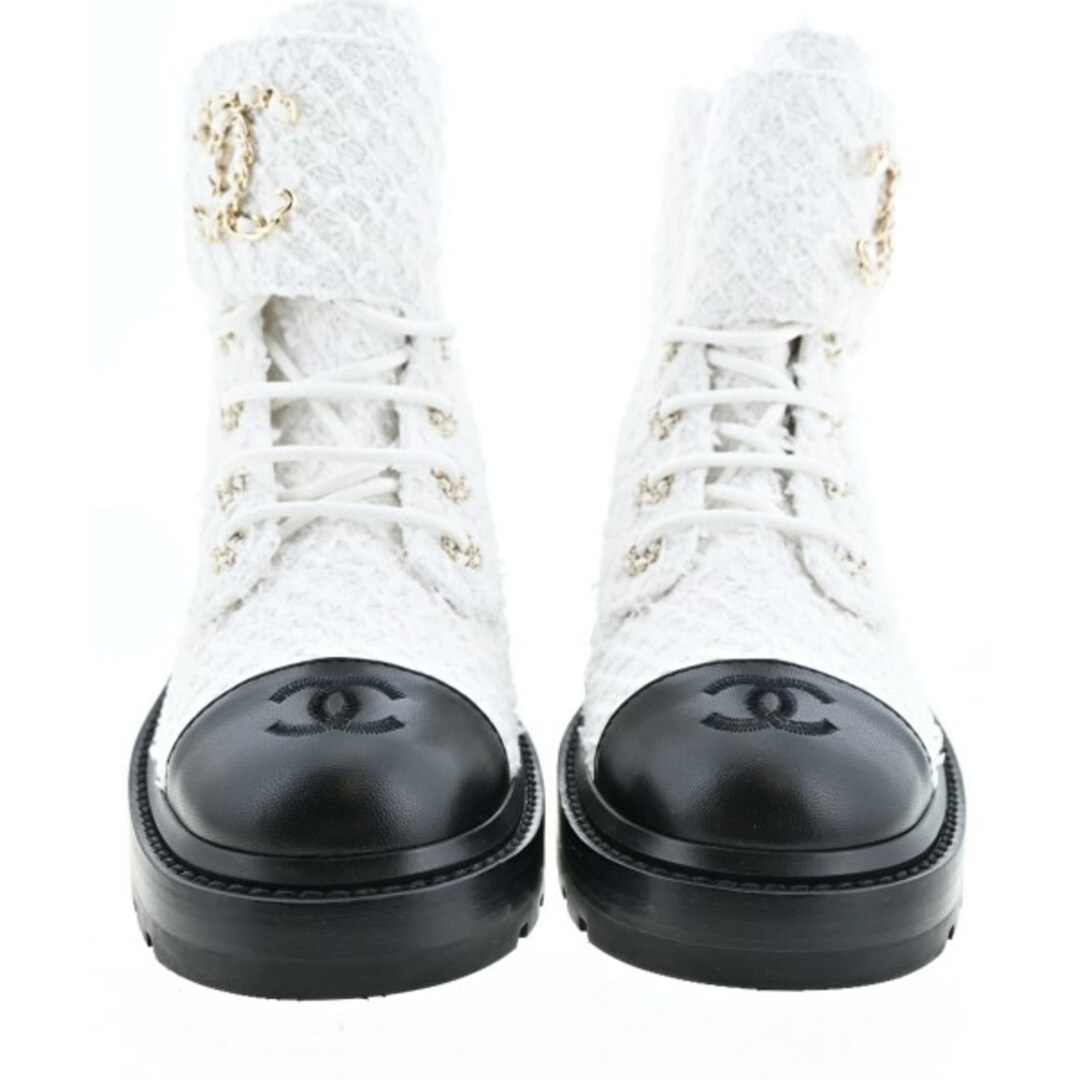 CHANEL - CHANEL シャネル ブーツ EU38 1/2(25cm位) 白 【古着 CHANEL - CHANEL シャネル ブーツ EU38 1/2(25cm位) 白 【古着