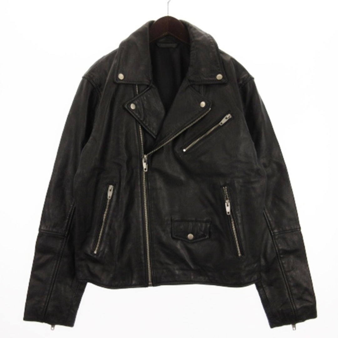 ZARA - ザラ ダブル ライダースジャケット レザー 牛革 黒 ZARA - ザラ ダブル ライダースジャケット レザー 牛革 黒
