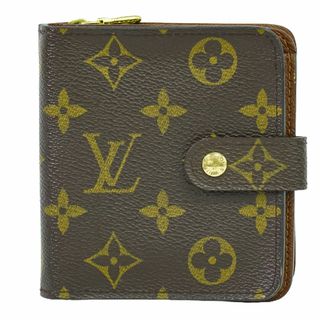 ルイヴィトン(LOUIS VUITTON)の本物 ルイヴィトン LOUIS VUITTON LV コンパクトジップ モノグラム 折財布 コンパクトウォレット ブラウン M61667 ビトン 財布 ウォレット 中古(財布)