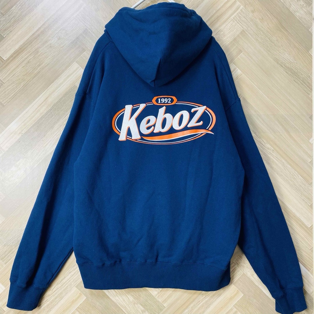 希少デザイン】Keboz ケボズ パーカー 両面ロゴ M ネイビー 希少デザイン】Keboz ケボズ パーカー 両面ロゴ M ネイビー